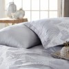 Lenjerie de pat din jacquard satin gri cu model de frunze