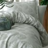 Lenjerie de pat din jacquard satin verde pastel cu model de frunze