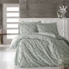 Lenjerie de pat din jacquard satin verde pastel cu model de frunze