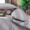 Lenjerie de pat din jacquard satin gri și mov cu model de dungi și motive florale