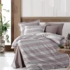 Lenjerie de pat din jacquard satin gri și mov cu model de dungi și motive florale