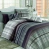 Lenjerie de pat ranforce Bahar Home Luke v1 cu design clasic în carouri elegante gri și mov