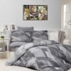 Lenjerie de pat dublu bumbac 100% ranforce gri cu model geometric abstract - Bahar Home Mosaic Grey