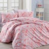 Lenjerie de pat pentru o persoană Bahar Home Nova, bumbac 100% ranforce, design roz și alb, motive florale delicate