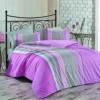 Lenjerie de pat dublu bumbac 100% ranforce roz, alb și negru cu design geometric - Bahar Home Pelin Pink