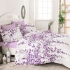 Lenjerie de pat dublu bumbac 100% ranforce alb cu flori mov și roz - Bahar Home Time Pink