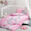 Lenjerie patut bebelusi bumbac 100% ranforce, Cotton Box, Miyav - Pink