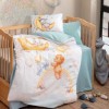 Lenjerie patut bebelusi cu ursuleti si iepurasi, bumbac 100% ranforce, model Moon Mint, design vesel si confortabil