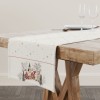 Napron Craciun Lucca 40x200 cm alb crem cu fulgi de nea si casute inzapezite