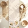 Napron 40x150 cm bumbac 100% Londy cu iepuras si carucior cu flori de primavara