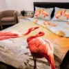 Lenjerie de pat dublu cu design spectaculos de flamingo roz. Lenjerii de pat 1+1 gratis.