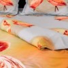 Lenjerie de pat dublu cu design spectaculos de flamingo roz. Lenjerii de pat 1+1 gratis.