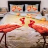 Lenjerie de pat dublu cu design spectaculos de flamingo roz. Lenjerii de pat 1+1 gratis.