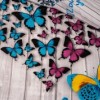 Lenjerie de pat 3D cu inimă din fluturi colorați și text I Love You, set 4 piese, lenjerii de pat 1+1 gratis