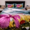Lenjerii de pat 1+1 gratis cu imprimeu 3D floare roz și buburuze, set de 4 piese