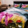 Lenjerii de pat 1+1 gratis cu imprimeu 3D floare roz și buburuze, set de 4 piese