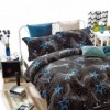 Lenjerie de pat 1+1 gratis cu stele albastre și galaxii, fundal negru, set 4 piese din bumbac satinat