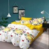 Lenjerie de pat 1+1 gratis cu inimioare aurii și fluturi colorați, fundal alb și galben, set 4 piese din bumbac satinat