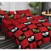 lenjerii de pat 1+1 gratis, model inimi aurii și albe, fundal roșu-negru, set 4 piese, design modern