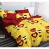 Lenjerii de pat 1+1 gratis cu model de inimioare roșii și negre pe fundal galben, set de 4 piese