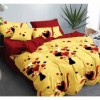 Lenjerii de pat 1+1 gratis cu model inimioare roșii pe fundal galben, set 4 piese