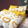 Lenjerie de pat 1+1 gratis cu flori galbene și fluturi pe fundal alb și galben, set de 4 piese din bumbac satinat