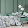 Lenjerie de pat dublu cu design floral verde-gri, lenjerii de pat 1+1 gratis.