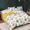 Lenjerie de pat dublu cu imprimeu frunze multicolore, lenjerii de pat 1+1 gratis.