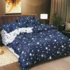 Lenjerie de pat dublu cu stele alb-bleumarin, lenjerii de pat 1+1 gratis.