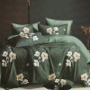 Lenjerie de pat verde cu flori delicate, oferta lenjerii de pat 1+1 gratis.
