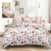 Lenjerie de pat dublu cu flori colorate portocaliu, roz și albastru pe fundal alb, set 6 piese, lenjerii de pat 1+1 gratis