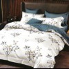 Lenjerie de pat dublu cu crenguțe și flori delicate pe fundal alb, set 4 piese, lenjerii de pat 1+1 gratis