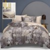 Lenjerie de pat dublu cu copaci stilizați în tonuri de gri și crem, set de 6 piese, lenjerii de pat 1+1 gratis
