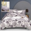 Lenjerie de pat dublu cu animale gri pe fundal alb, set 6 piese, lenjerii de pat 1+1 gratis