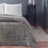 Pătură bumbac și fibră mixtă 200x220 cm, model geometric antracit, marca TAC, moale și călduroasă