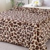 Pătură cocolino 200x230 cm cu model leopard animal print, bej-maro