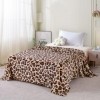 Pătură cocolino 200x230 cm cu model leopard animal print, bej-maro