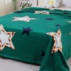 Pătură cocolino 200x230 cm verde cu stele alb-portocalii și bleumarin