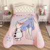 Pătură de lux Disney Frozen Fearless, cu Elsa și Olaf, text Be Fearless, design roz pal, 160x220 cm, bumbac