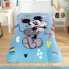 Pătură de lux Disney Mickey Mouse, 160x220cm, albastru, model cu elemente colorate și litere