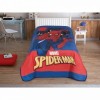 Pătură de lux Disney Spiderman City, albastră și roșie, cu Spiderman, dimensiuni 160x220 cm, bumbac