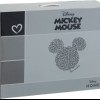 Pătură de lux Disney pentru pat dublu cu Mickey Mouse, în culoare gri, din poliester 100%, dimensiune 200x220 cm, cu desene detaliate și text Love, Mickey.