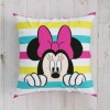 Pernuță decorativă Disney Minnie Mouse, 40x40cm, design cu dungi colorate și personaje Disney