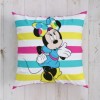 Pernuță decorativă Disney Minnie Mouse, 40x40cm, design cu dungi colorate și personaje Disney