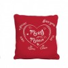 Pernuta decorativa Minnie & Mickey Amour, 40x40 cm, bumbac 100%, imprimeu roșu cu Minnie și Mickey într-o inimă.