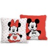 Pernuță decorativă Disney Minnie și Mickey Mouse, 40x40cm, design roșu și alb cu personaje Disney