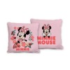 Pernuță decorativă Disney Minnie Mouse, 40x40cm, design roz cu flori și personaje Disney