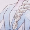 Pernuță decorativă rotundă Disney pentru copii cu Elsa din filmul Frozen, în culori albastru deschis, alb și roz, diametru 40 cm, cu desene animate detaliate.