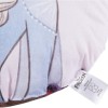 Pernuță decorativă rotundă Disney pentru copii cu Elsa din filmul Frozen, în culori albastru deschis, alb și roz, diametru 40 cm, cu desene animate detaliate.