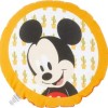 Pernuță decorativă rotundă Disney pentru copii cu Minnie Mouse, în culori roz, negru și alb, diametru 40 cm, cu desene animate detaliate și fundal cu buline.